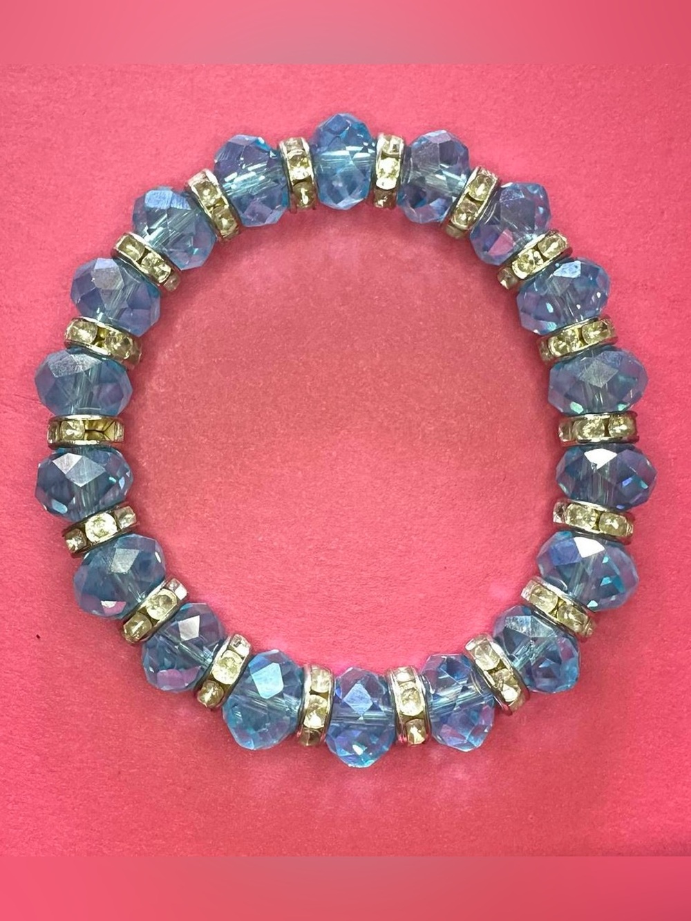 Blue and silver bead bracelet.